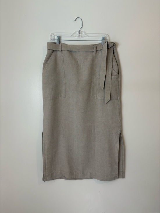 Orvis Dresses & Skirts - Orvis 100% Linen Utility Midi Skirt Belted Neutral SZ 14